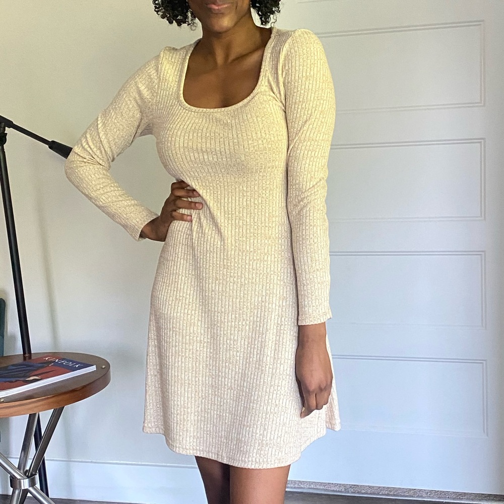 Scoop Neck Sweater Dress